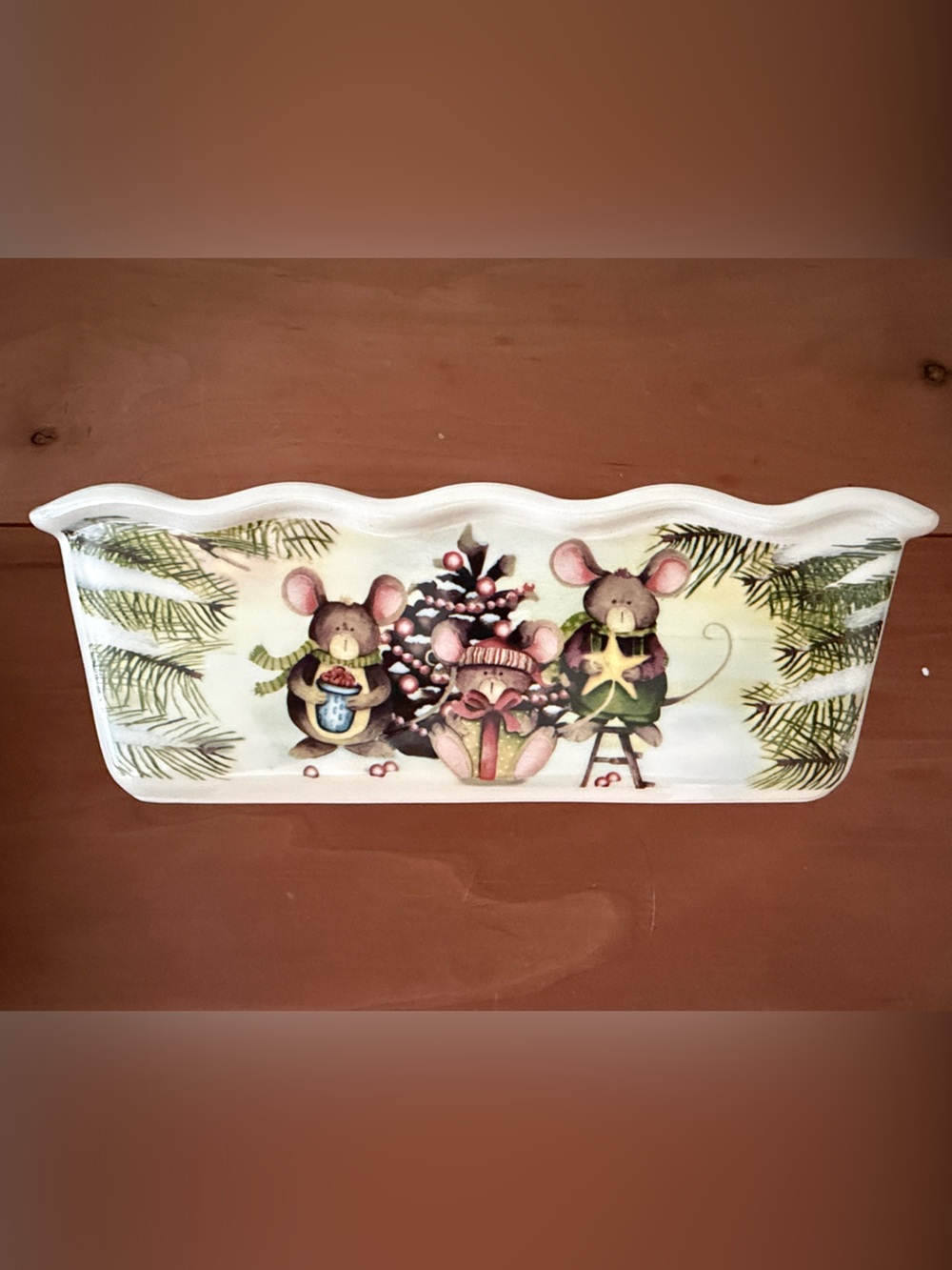 Nantucket Holiday Ceramic Loaf Pan Mice